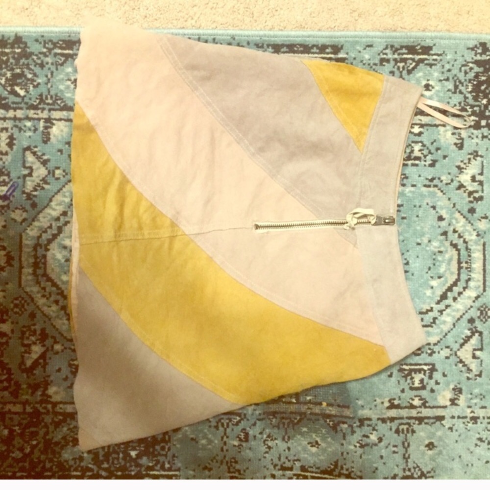 Anthropologie Suede Colorblock Mini Skirt NWOT - Picture 6 of 6